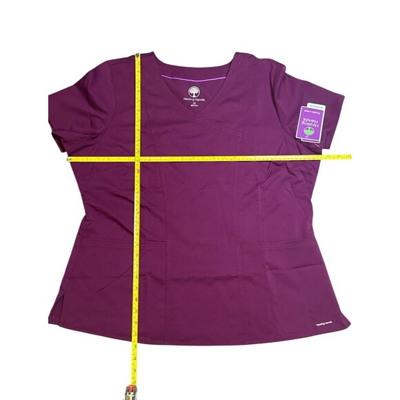 Healing‎ Hands Purple Label Jordan Triple Needle Mock-Wrap Scrub Top 2X Wine - Picture 6 of 9